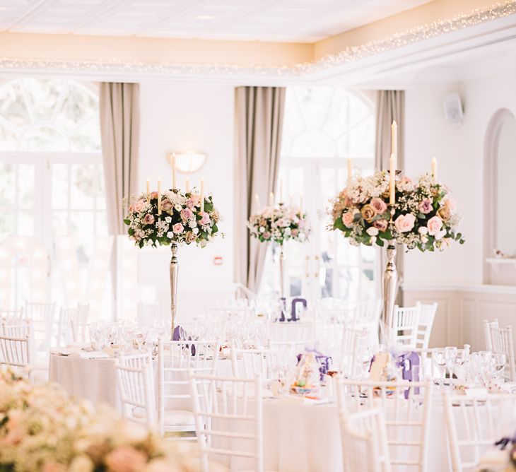 Candelabra & Flower Table Centrepieces | The Orangery Maidstone | Lucie Watson Photography | TDH Media Films