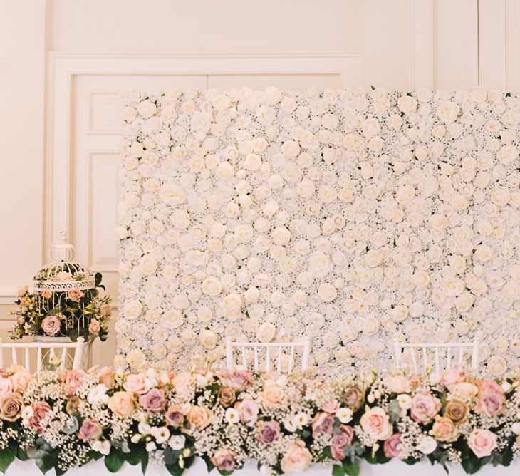 Flower Wall & Top Table Floral Attangement | The Orangery Maidstone | Lucie Watson Photography | TDH Media Films