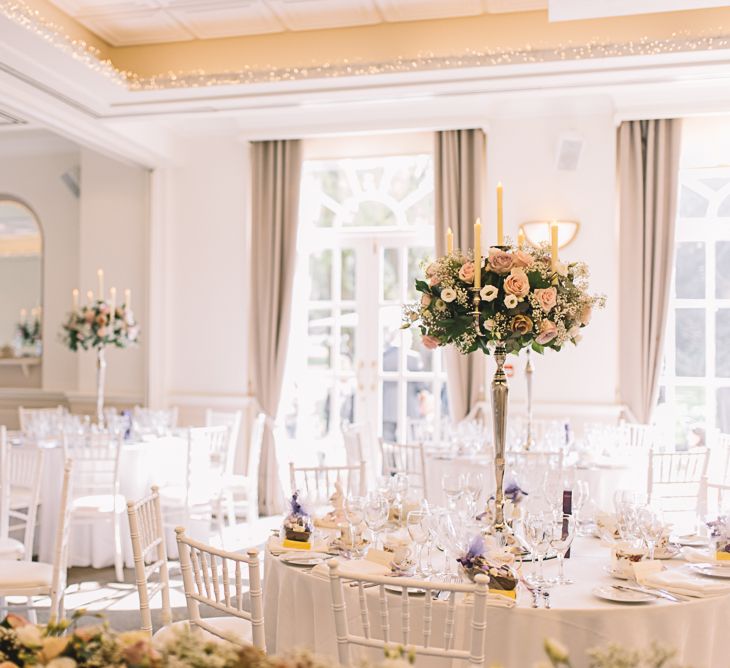 Candelabra & Flower Table Centrepieces | The Orangery Maidstone | Lucie Watson Photography | TDH Media Films