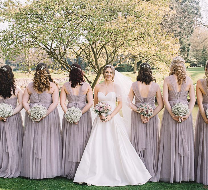 Bridesmaids in Heather Chiffon Yours Truly Dresses | Bride in Ronald Joyce Wedding Dress | The Orangery Maidstone | Lucie Watson Photography | TDH Media Films