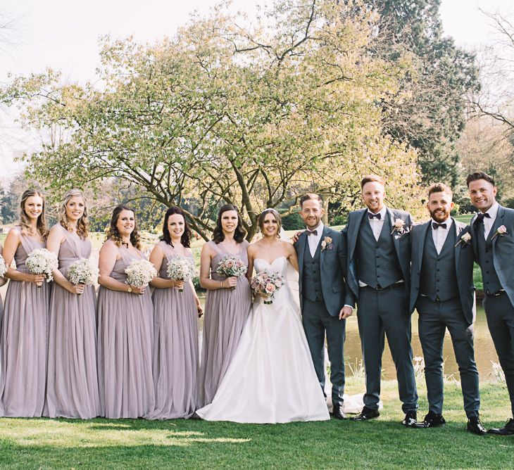 Wedding Party | Bridesmaids in Heather Chiffon Yours Truly Dresses | Bride in Ronald Joyce Wedding Dress | The Orangery Maidstone | Lucie Watson Photography | TDH Media Films