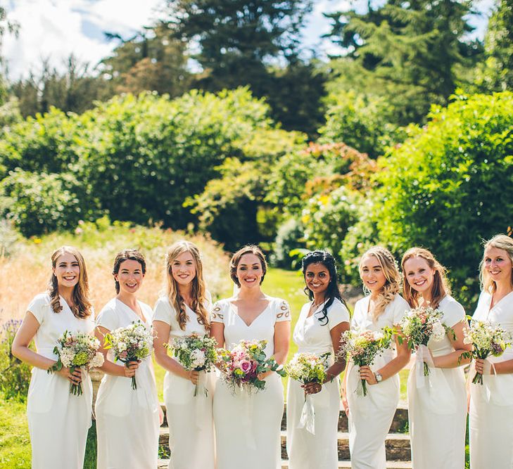 Elia By Pronovias Wedding Dress Bridesmaids In White Dresses Walcot Hall Wedding Venue With Images From The Crawleys & Film From This Modern Revelry