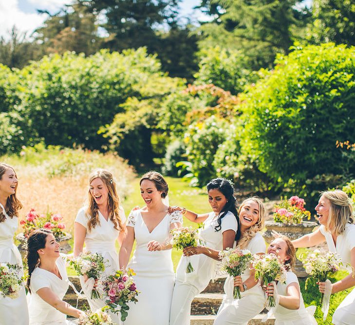 Elia By Pronovias Wedding Dress Bridesmaids In White Dresses Walcot Hall Wedding Venue With Images From The Crawleys & Film From This Modern Revelry