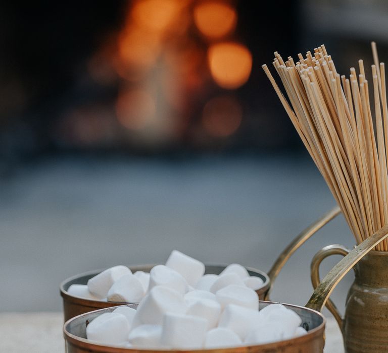 Toasting Marshmallows at Wedding