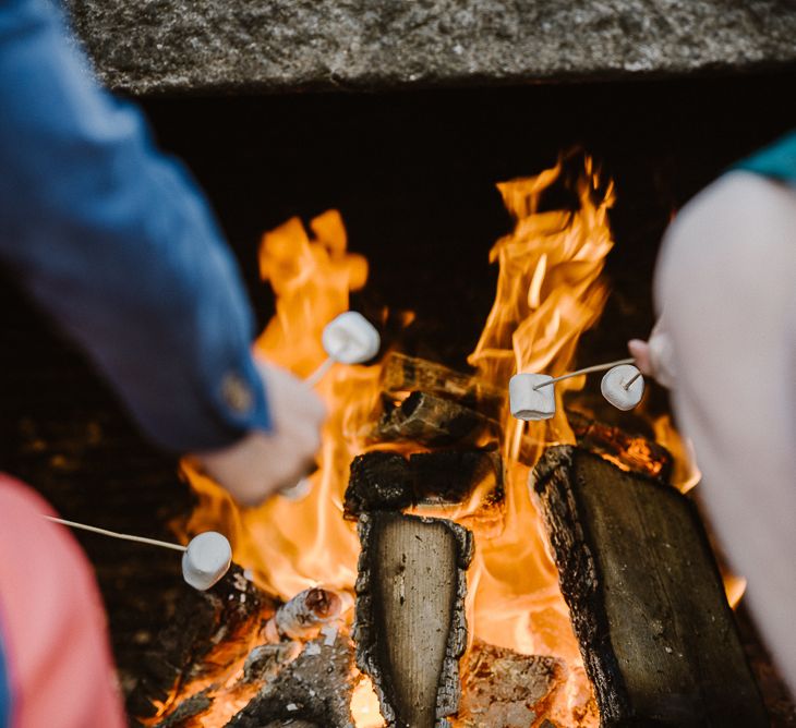 Toasting Marshmallows at Wedding