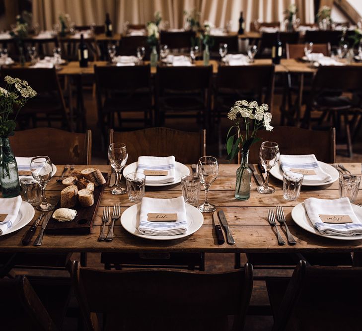 Rustic Table Scape | Rustic Barn Wedding at Nancarrow Farm, Cornwall | Samuel Docker Photography