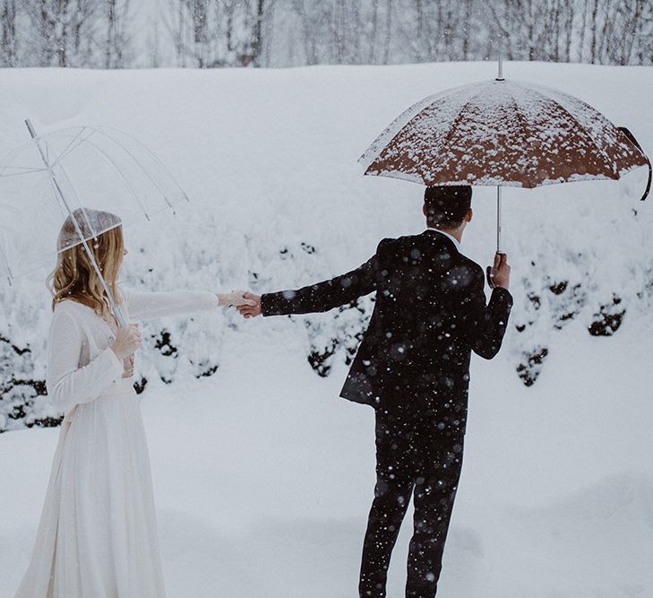 Snowy Winter Wedding In Bavaria With Bride In Truvelle