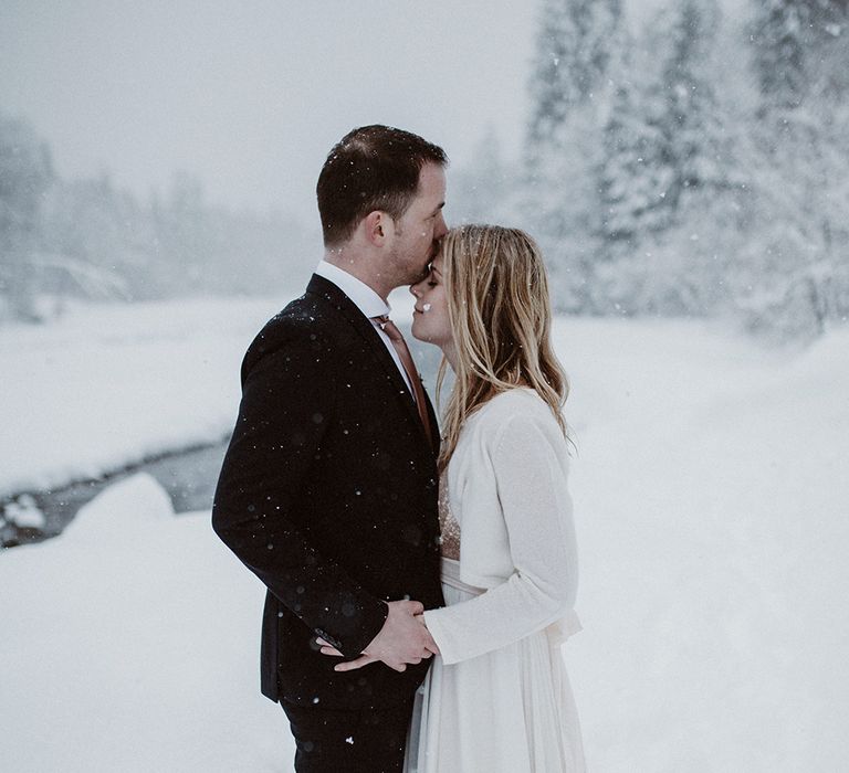 Snowy Winter Wedding In Bavaria With Bride In Truvelle