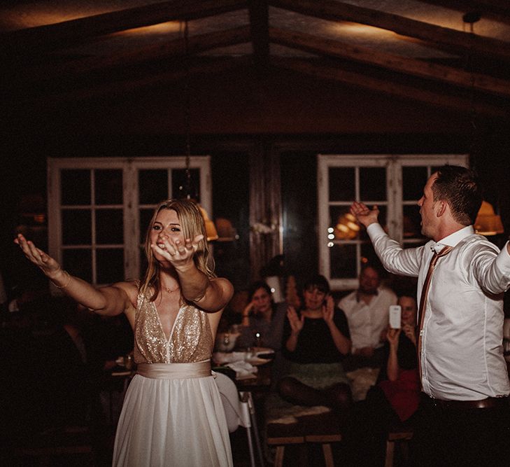 Bride In Sequinned Top Truvelle Dress