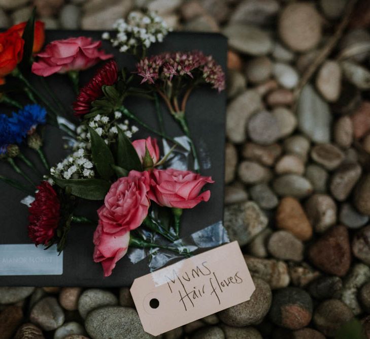 Wedding Hair Flowers | Colourful DIY Barn Wedding at The Manor Barn, Cambridge | Meghan Lorna Photography