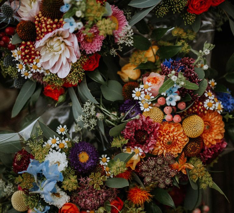 Colourful Wedding Flowers | Colourful DIY Barn Wedding at The Manor Barn, Cambridge | Meghan Lorna Photography