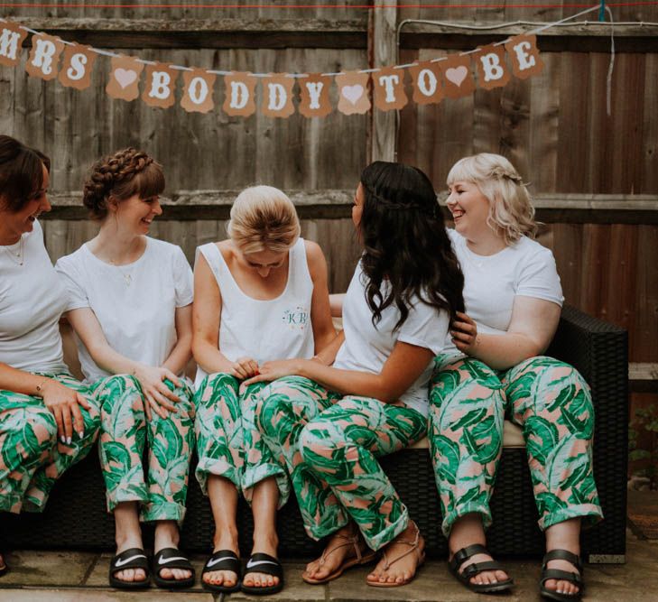 Matching Getting Ready Bridal Party Robes | Colourful DIY Barn Wedding at The Manor Barn, Cambridge | Meghan Lorna Photography