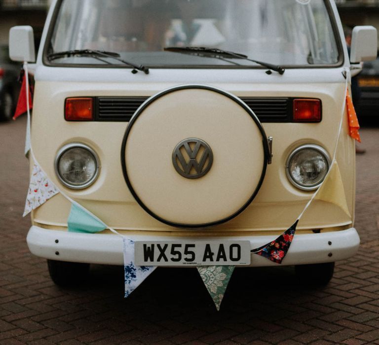 Camper Van | Colourful DIY Barn Wedding at The Manor Barn, Cambridge | Meghan Lorna Photography