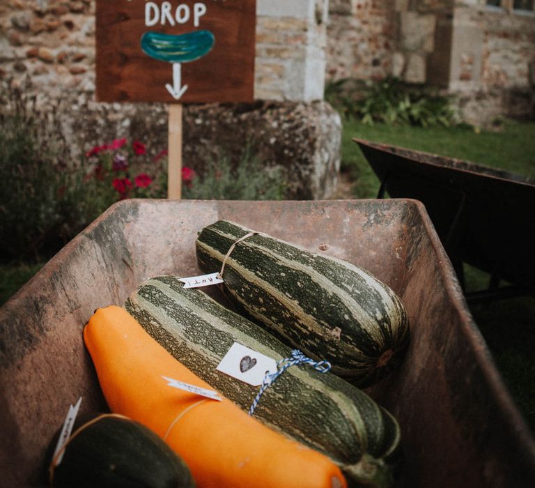 Prize Marrow Competition | Colourful DIY Barn Wedding at The Manor Barn, Cambridge | Meghan Lorna Photography