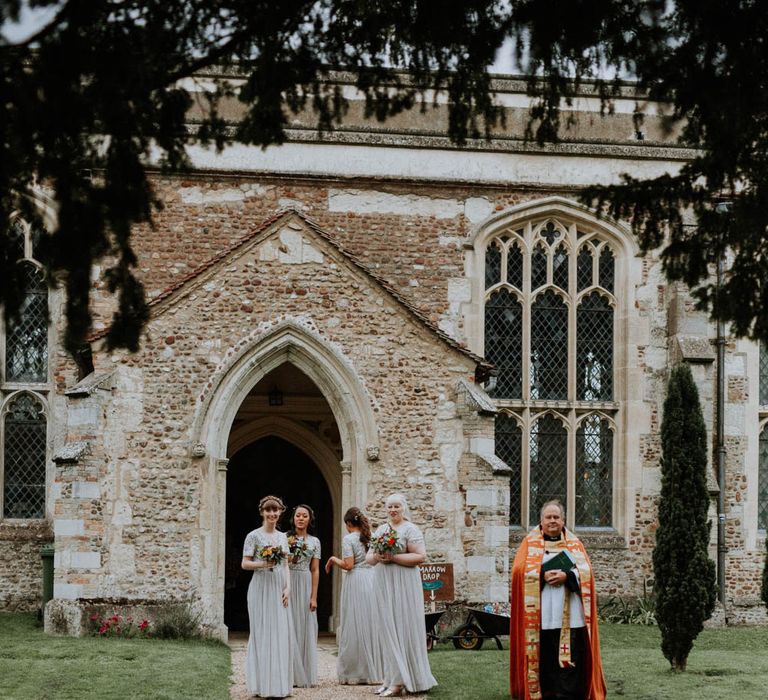 Church Wedding Ceremony | Bridesmaids in Sequin ASOS Dresses | Colourful DIY Barn Wedding at The Manor Barn, Cambridge | Meghan Lorna Photography