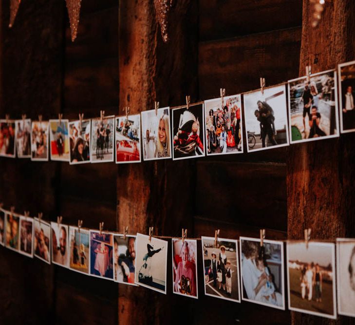 Polaroid Picture Wedding Decor | Colourful DIY Barn Wedding at The Manor Barn, Cambridge | Meghan Lorna Photography