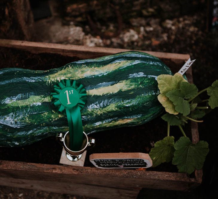 Prize Marrow Competition | Colourful DIY Barn Wedding at The Manor Barn, Cambridge | Meghan Lorna Photography