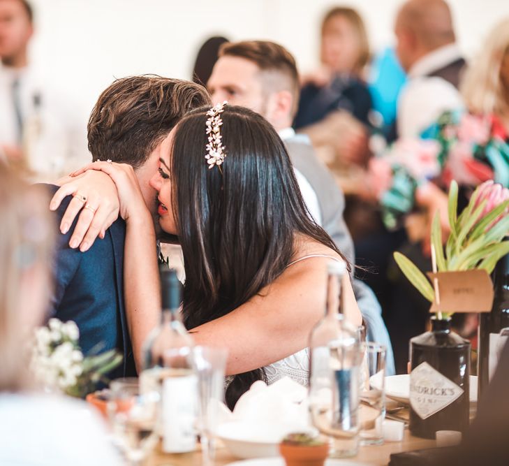 Speeches | Bride in Self Portrait Dress | Groom in Navy Suit | PapaKåta Sperry Tent at Chafford Park in Kent Countryside | Eve Dunlop Photography | Roost Film Co.