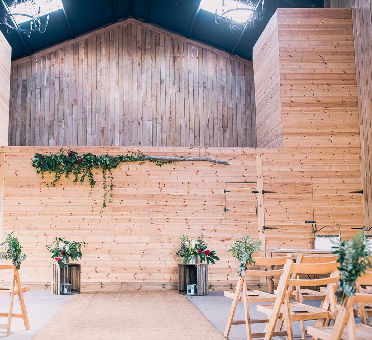 Barn Altar | PapaKåta Sperry Tent at Chafford Park in Kent Countryside | Eve Dunlop Photography | Roost Film Co.