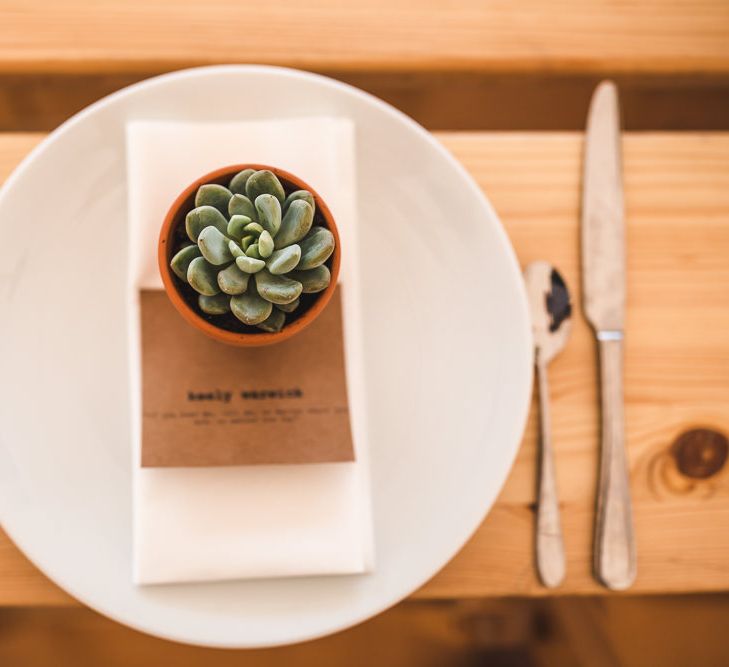 Succulent Wedding Favour | PapaKåta Sperry Tent at Chafford Park in Kent Countryside | Eve Dunlop Photography | Roost Film Co.