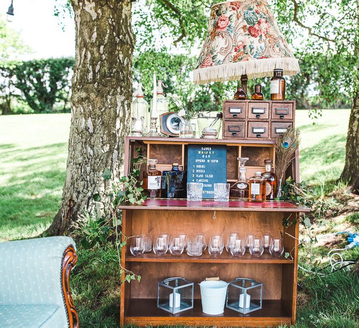 Whiskey Bar Station | PapaKåta Sperry Tent at Chafford Park in Kent Countryside | Eve Dunlop Photography | Roost Film Co.