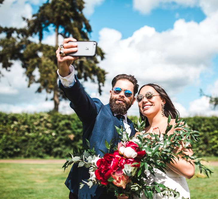 Bride & Groom Selfie | PapaKåta Sperry Tent at Chafford Park in Kent Countryside | Eve Dunlop Photography | Roost Film Co.