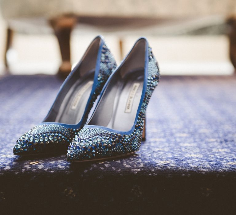 Blue Swarovski Manolo Blahnik Shoes