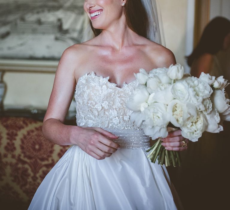 Beautiful Bride in Reem Acra Bridal Gown