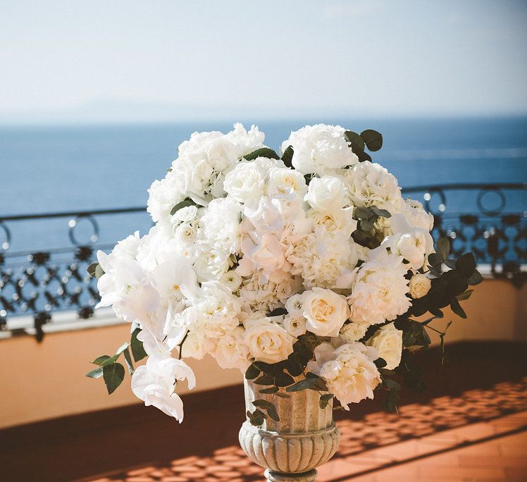 All White Ceremony Flower Arrangement