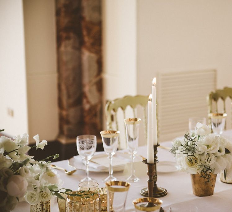 Elegant Reception Room | Gold Decor | White Flowers