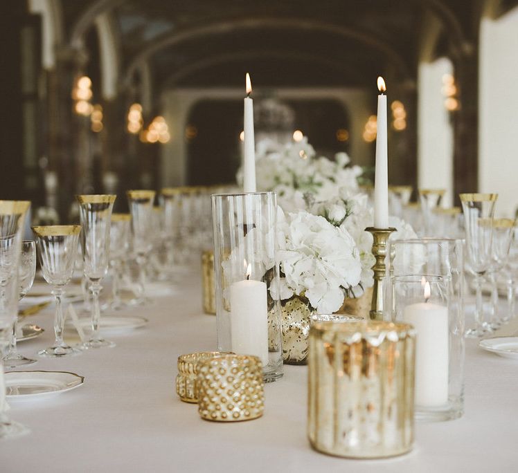 Elegant Reception Room | Gold Decor | White Flowers