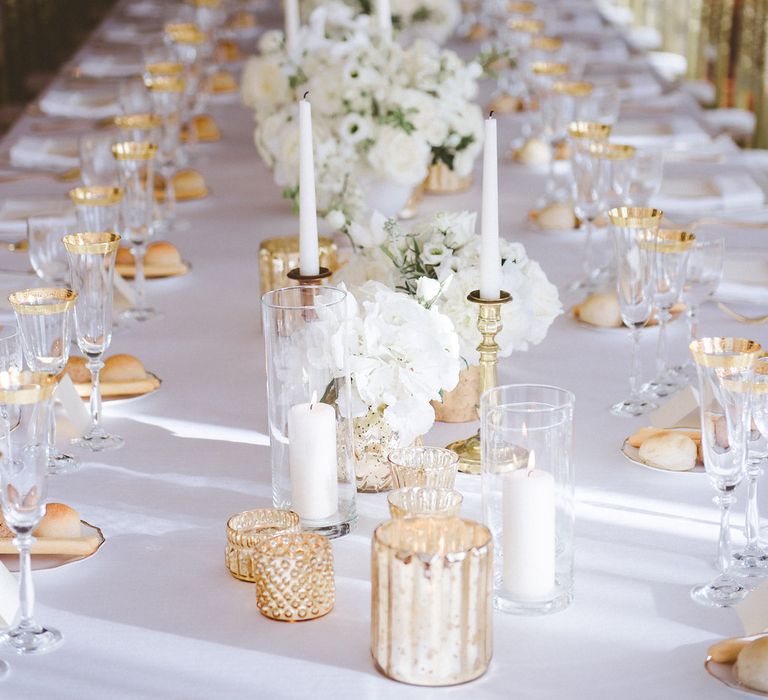 Elegant Reception Room | Gold Decor | White Flowers