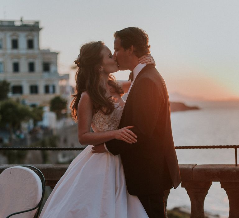 Romantic Bride & Groom Sunset Portrait