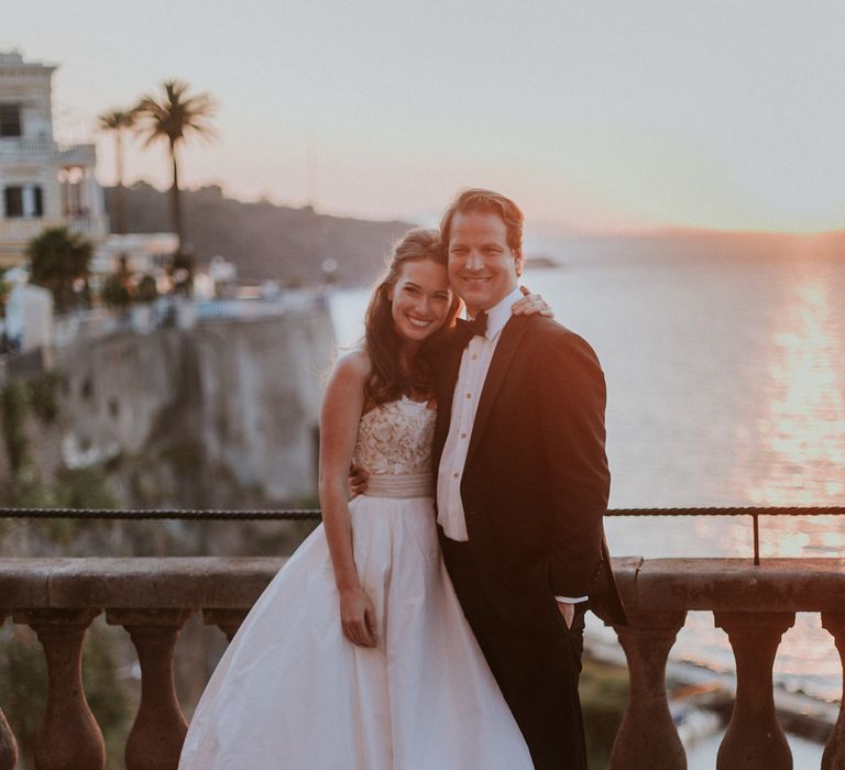 Romantic Bride & Groom Sunset Portrait