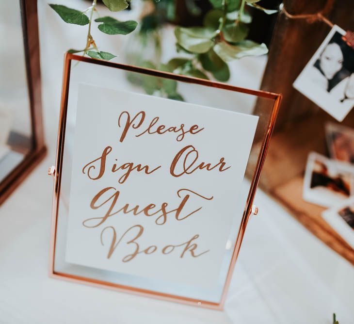 Copper Frame & Wedding Sign | Cooling Castle Barn Wedding | Michelle Cordner Photography