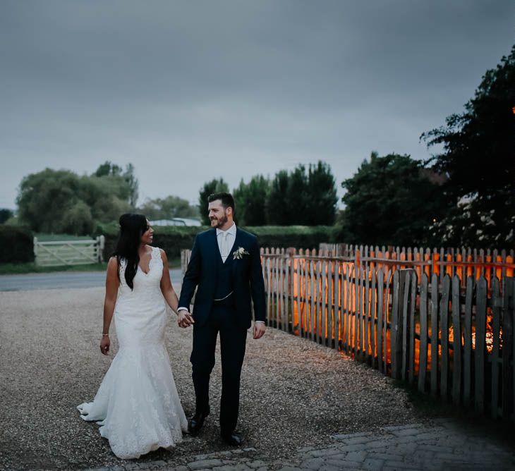 Bride in Lace Mori Lee Gown | Groom in Ted Baker Suit | Cooling Castle Barn Wedding | Michelle Cordner Photography