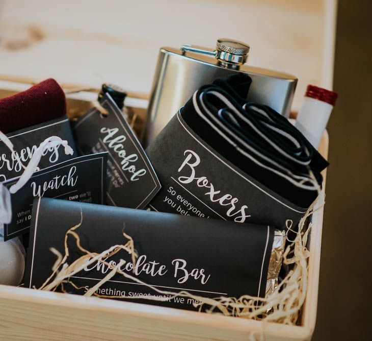 Groom Gift Box | | Cooling Castle Barn Wedding | Michelle Cordner Photography