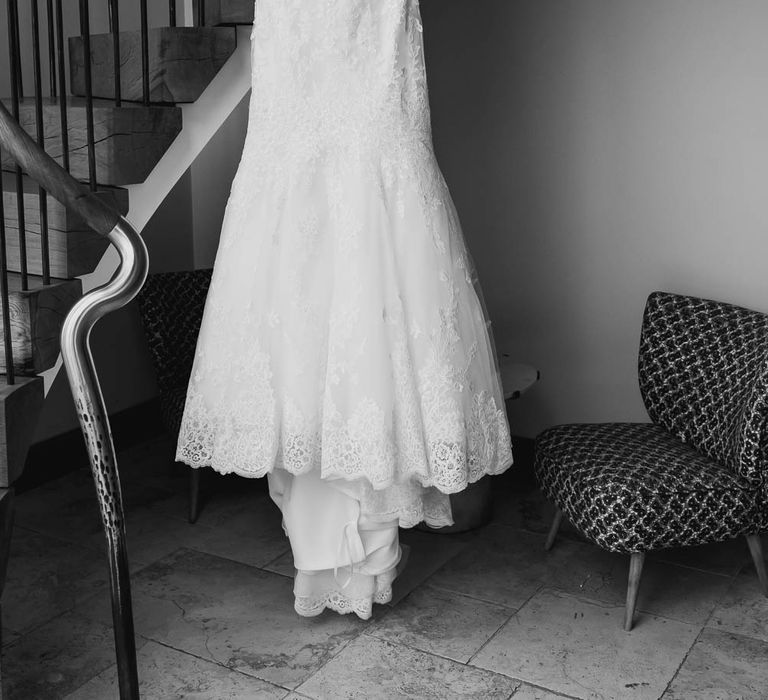 Lace Mori Lee Gown | Cooling Castle Barn Wedding | Michelle Cordner Photography