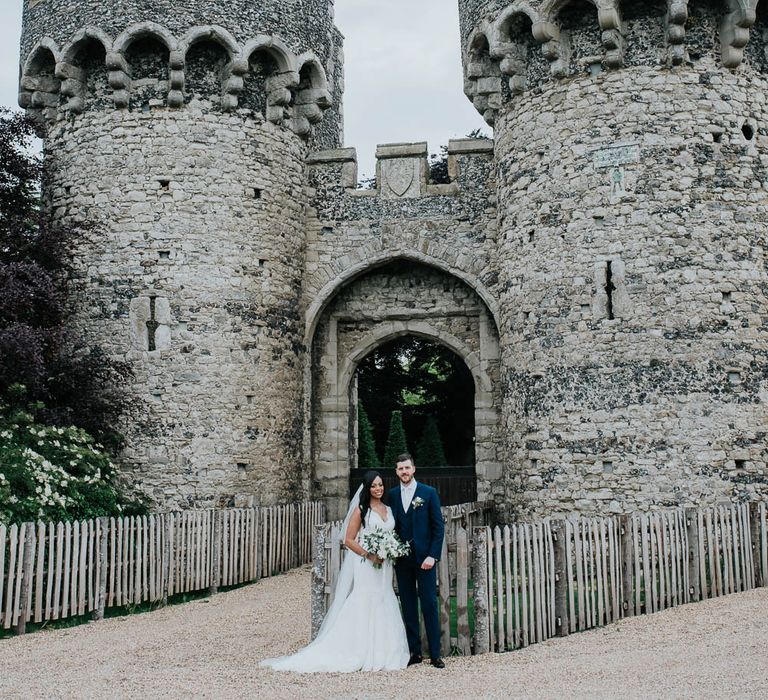 Bride in Mori Lee Gown | Groom in Ted Baker Suit from Moss Bros | Cooling Castle Barn Wedding | Michelle Cordner Photography