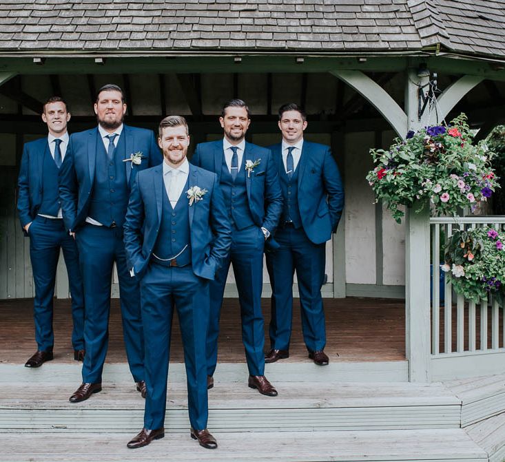 Groomsmen in Ted Baker Suits from Moss Bros | Cooling Castle Barn Wedding | Michelle Cordner Photography