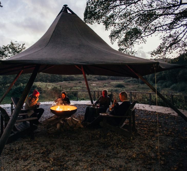 Firepit | Bohemian Tipi Wedding Weekend at Fforest, Wales | Naomi Jane Photography