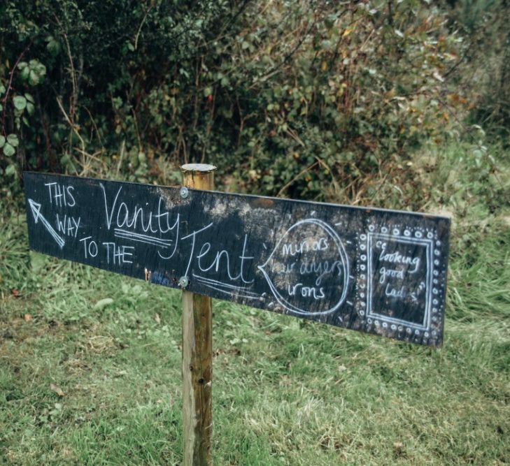 Wedding Sign | Bohemian Tipi Wedding Weekend at Fforest, Wales | Naomi Jane Photography