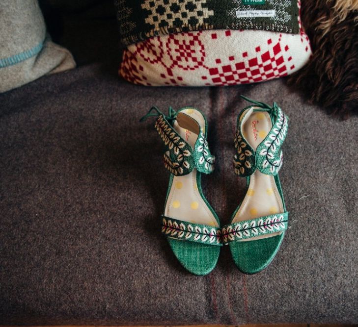 Green Boden Wedding Shoes | Bohemian Tipi Wedding Weekend at Fforest, Wales | Naomi Jane Photography