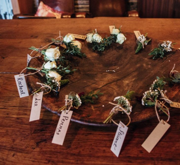 Buttonholes | Bohemian Tipi Wedding Weekend at Fforest, Wales | Naomi Jane Photography