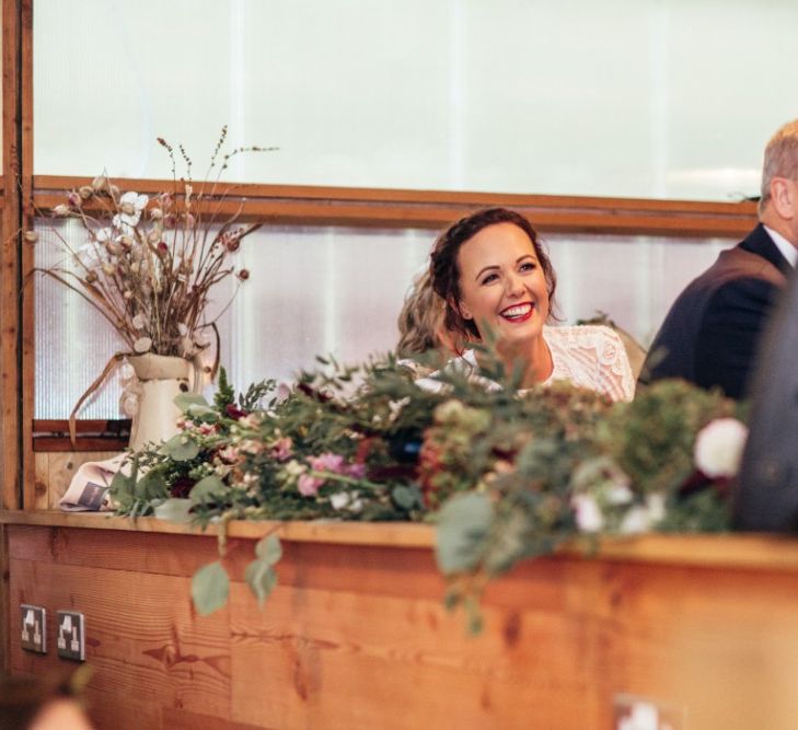 Bride in Lenora Watters Wtoo Bridal Gown | Bohemian Tipi Wedding Weekend at Fforest, Wales | Naomi Jane Photography