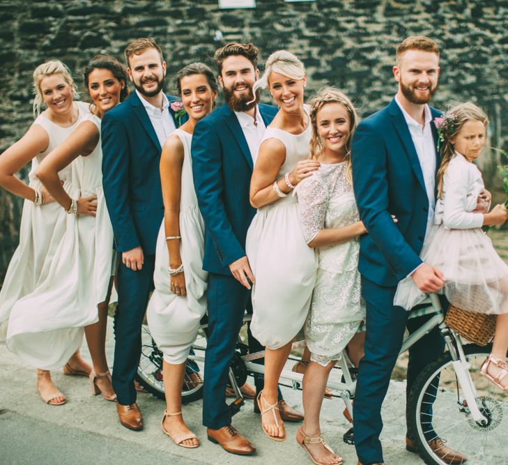 Wedding Party on Tandem Bicycle