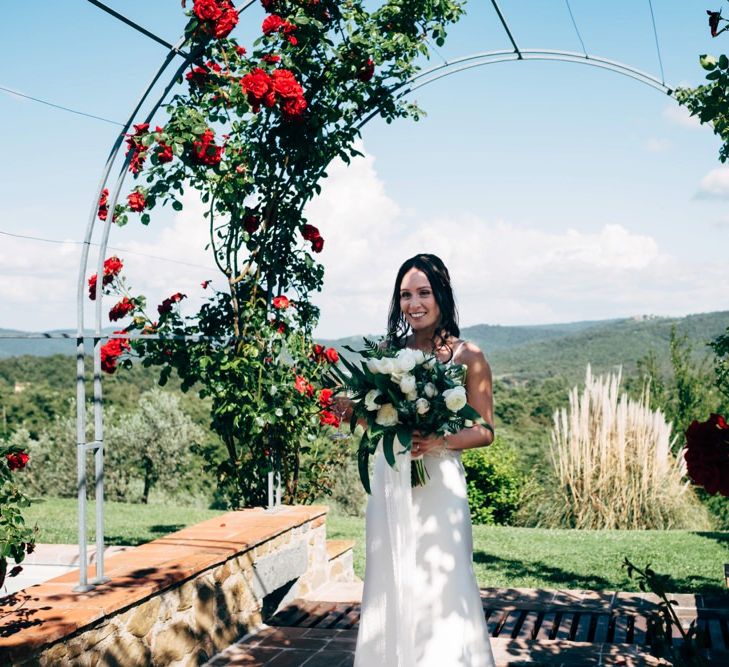 Bride in Sarah Seven Wedding Dress | Outdoor Intimate Wedding at Casa Cornacchi in Tuscany, Italy | Dale Weeks Photography