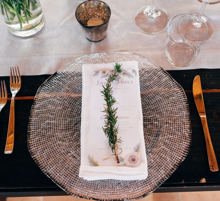 Place Setting | Table Scape | Outdoor Intimate Wedding at Casa Cornacchi in Tuscany, Italy | Dale Weeks Photography