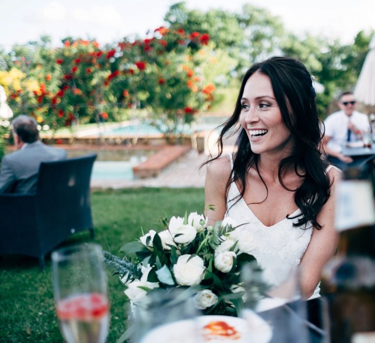 Bride in Sarah Seven Wedding Dress | Outdoor Intimate Wedding at Casa Cornacchi in Tuscany, Italy | Dale Weeks Photography