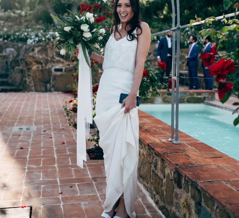 Bride in Sarah Seven Wedding Dress | Outdoor Intimate Wedding at Casa Cornacchi in Tuscany, Italy | Dale Weeks Photography